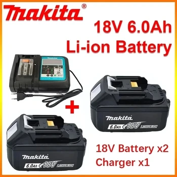 Makita 18V Battery 6000mAh Аккумуляторная Батарея Для Электроинструментов со Светодиодной Литий-ионной Заменой LXT BL1860B BL1860 BL1850 + Зарядное устройство 3A