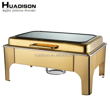Huadison другие принадлежности для отелей и ресторанов, 9-литровая прямоугольная золотая тарелка для натирания из нержавеющей стали, набор для подогрева пищи