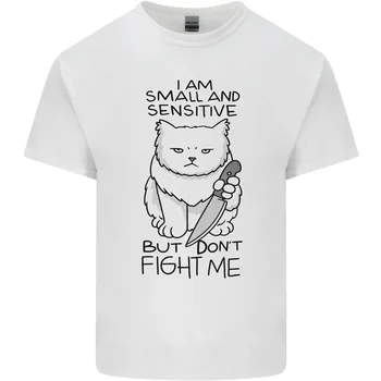 Забавная мужская хлопковая футболка Cat Dont Fight Me, футболка-тройник