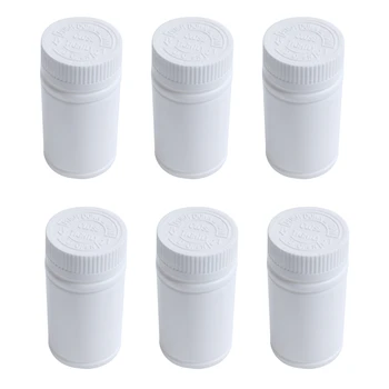 Пластиковые пустые бутылки для лекарств, держатель для таблеток, контейнер для таблеток, 6шт Белый