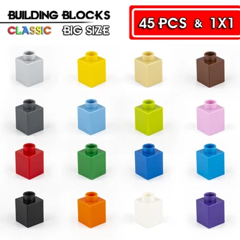 45 аксессуаров для строительных блоков большого размера, совместимых с классическими строительными блоками на 1*1 отверстие, детскими развивающими игрушками