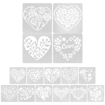 15 листов интересной настенной росписи, трафарет для плитки с рисунком сердца, набор на День Святого Валентина
