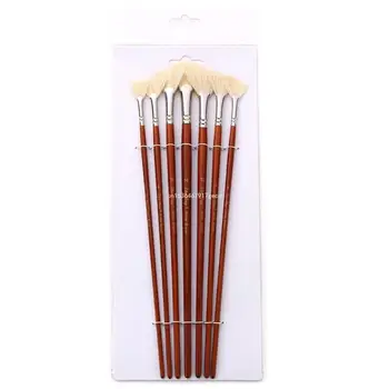 Наборы веерных кистей, кисти художника с длинной деревянной ручкой, предотвращающие осыпание краски, для акриловой, акварельной, масляной живописи, набор из 7 челноков