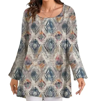 CLOOCL/ модная женская футболка с винтажным рисунком в виде ромба, топы с круглым вырезом и 3D-принтом, блузка оверсайз в стиле ретро Оверсайз
