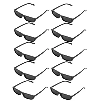 10X Винтажные Прямоугольные Солнцезащитные очки Женские Солнцезащитные очки в маленькой оправе Ретро-очки S17072 Черная оправа Черный