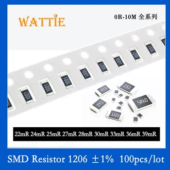 SMD резистор 1206 1% 0.022R 0.024R 0.025R 0.027R 0.028R 0.03R 0.033R 0.036R 0.039R 100 шт./лот Сверхнизкое значение сопротивления чипа