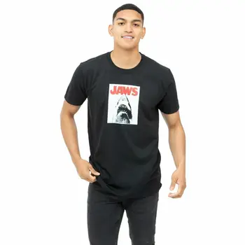 Официальная мужская футболка с акулой Jaws, черная, S - XXL, с длинными рукавами
