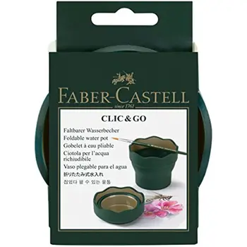 Faber-Castell Clic & Go Artist Water Cup - Темно-зеленая кисть для мытья, Складное ведро для мытья, Выдвижное ведро для щетки
