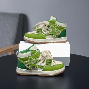 Горячая распродажа, Модная Зеленая Детская Обувь Для Скейтборда, Дышащие Кроссовки С Высоким берцем, Детская Нескользящая Спортивная Обувь 2023 Tenis Infantil